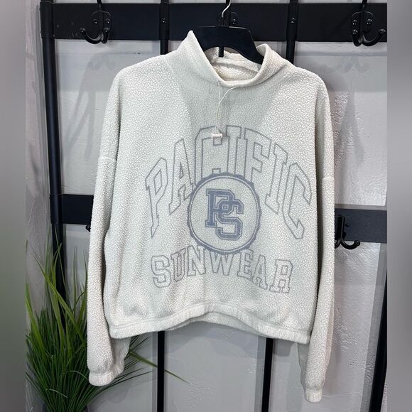 PacSun Fleece Funnel Neck Oversized Cropped Sweatshirt Size Small - Picture 15 of 15